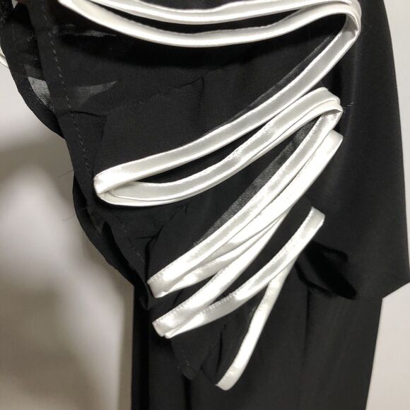 Ali Miles Blouse Womens Large Black White Ruffle Cuff Tunic Bell Sleeve Artsy - Picture 12 of 15